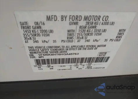 2017 Ford Explorer Platinum from USA, damaged, VIN 1FM5K8HT6HGA45763